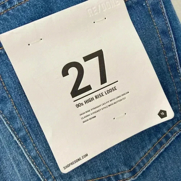 NWT Re/Done 90s High Rise Loose Jeans Destroyed Broken Blue size 27 - Picture 13 of 16